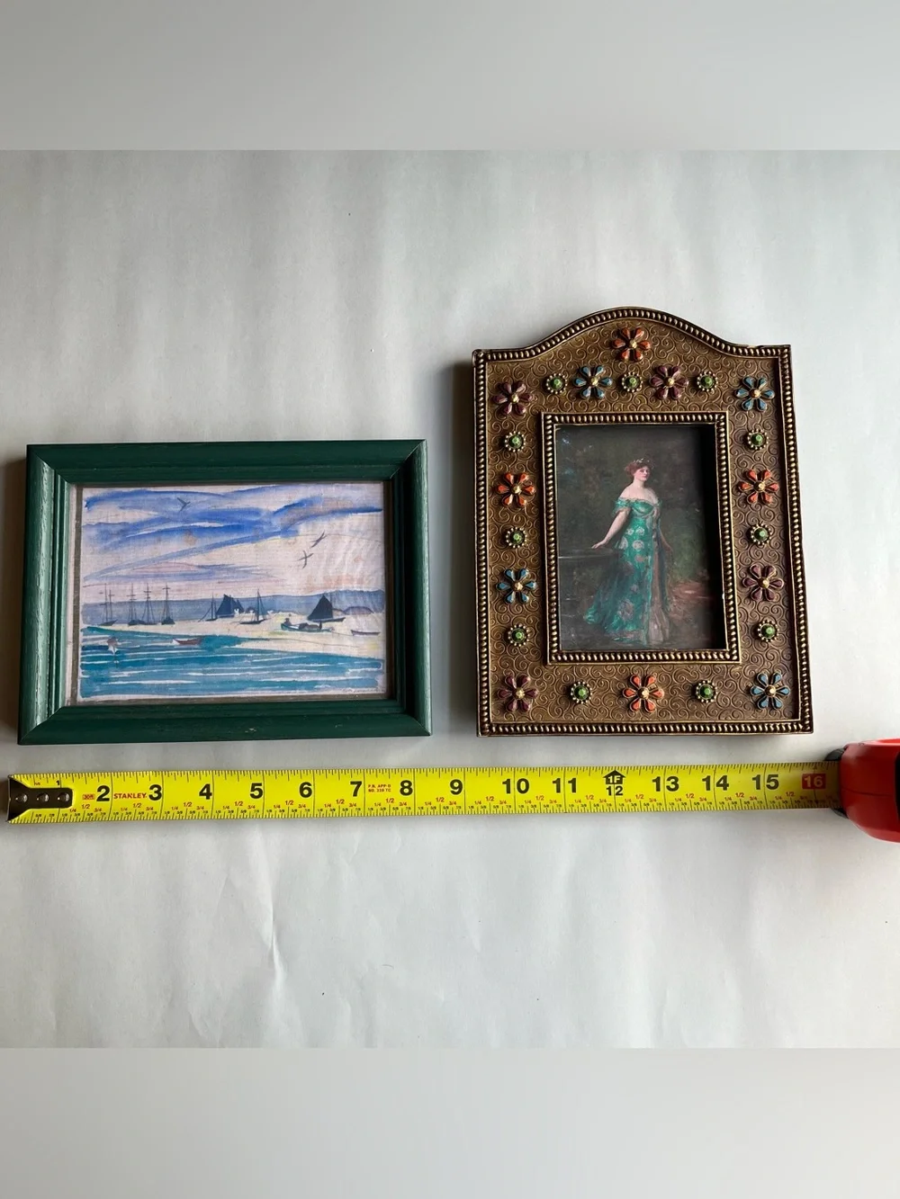 Resin & Wood Picture Photo Frames w/ Fine Art Prints-Set of 2